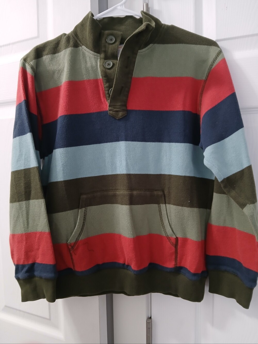 Gymboree Olive, Red & Navy Striped Top